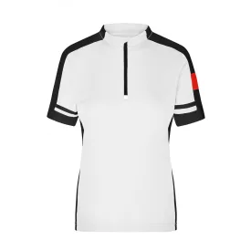   James&Nicholson biciklis női mez Bike-T Half Zip 150 fehér-fekete-piros