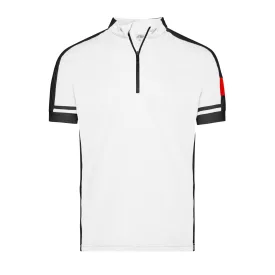   James&Nicholson biciklis női mez Bike-T Half Zip 150 fehér-fekete-piros
