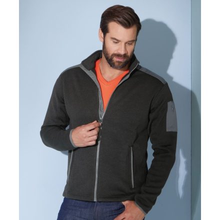 James&Nicholson pulóver Knitted Fleece 320 fekete-carbon