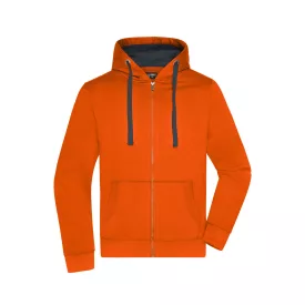 James&Nicholson pulóver Premium Hooded 310 narancs-carbon