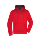 James&Nicholson pulóver Premium Hooded 310 piros-carbon