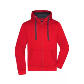 James&Nicholson pulóver Premium Hooded 310 piros-carbon