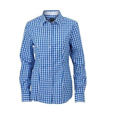 James & Nicholson Poplin Check Blouse longsleeve