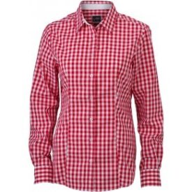 James & Nicholson Poplin Check Blouse longsleeve