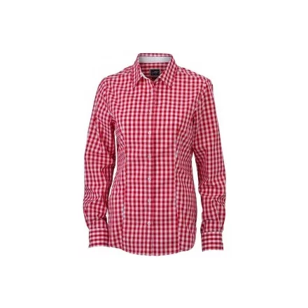 James & Nicholson Poplin Check Blouse longsleeve
