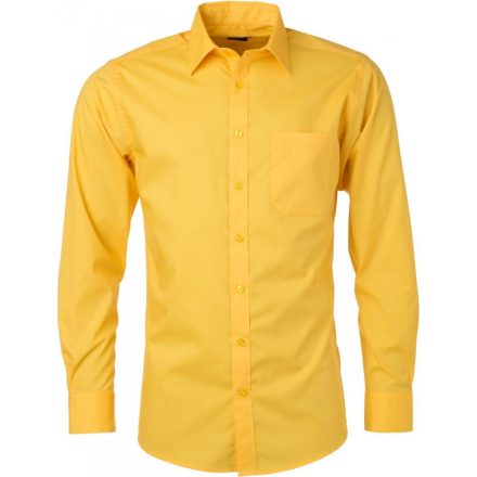 James&Nicholson hosszú ujjú ing Popline Shirt 105 sárga S