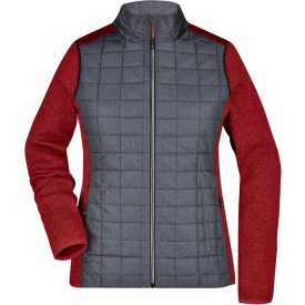   James&Nicholson női Hybrid dzseki 280 melírozott piros-melírozott antracit