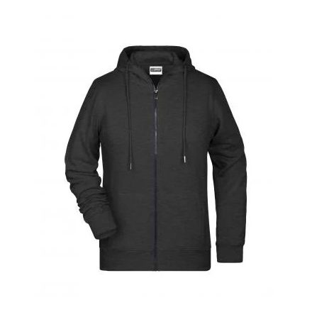 James&Nicholson női pulóver Zip Hoody 300 melírozott fekete