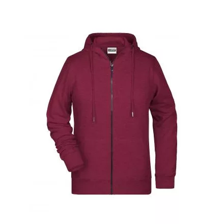 James&Nicholson női pulóver Zip Hoody 300 melírozott burgundy