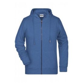   James&Nicholson női pulóver Zip Hoody 300 melírozott denim