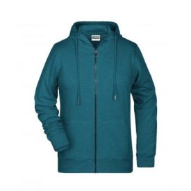   James&Nicholson női pulóver Zip Hoody 300 melírozott petrol
