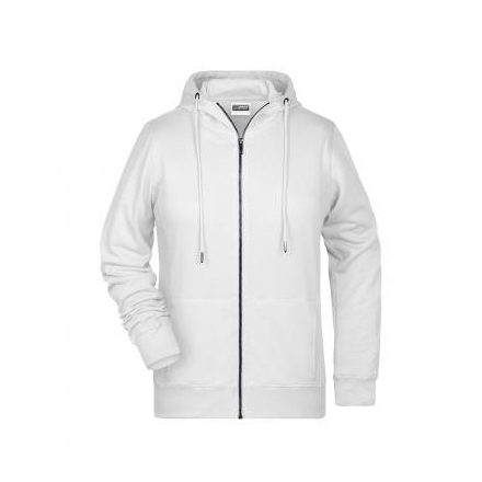 James&Nicholson női pulóver Zip Hoody 300 fehér