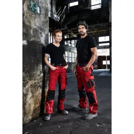   James&Nicholson derekas munkásnadrág Strong 260 piros-fekete