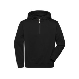   James&Nicholson pulóver BIO Workwear-Half Zip Hoody 290 fekete