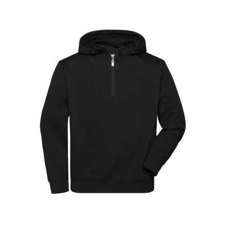 James&Nicholson pulóver BIO Workwear-Half Zip Hoody 290 fekete