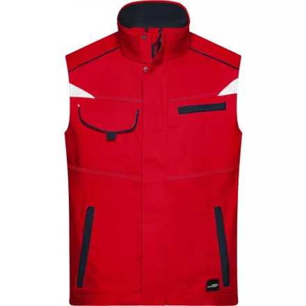 James&Nicholson munkás mellény Workwear 250 piros-tengerkék