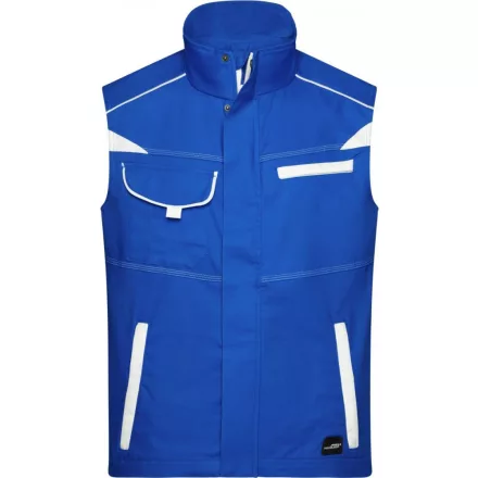 James&Nicholson munkás mellény Workwear 250 királykék-fehér