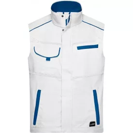   James&Nicholson munkás mellény Workwear 250 fehér-királykék