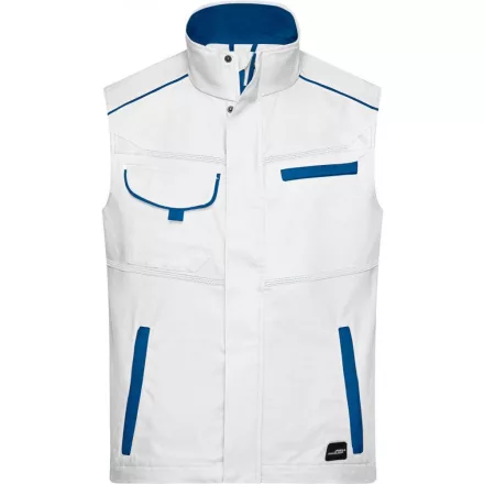 James&Nicholson munkás mellény Workwear 250 fehér-királykék