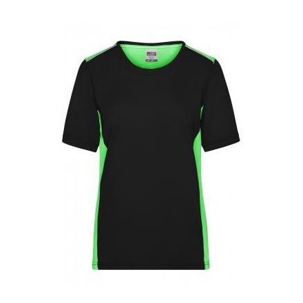 James&Nicholson női póló Color Workwear 160 fekete-lime-fehér