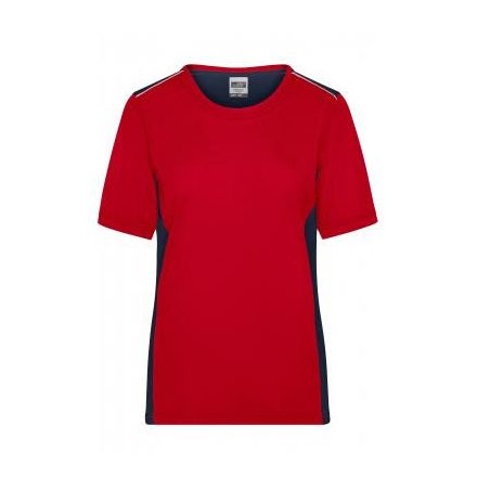 James&Nicholson női póló Color Workwear 160 piros-tengerkék-fehér