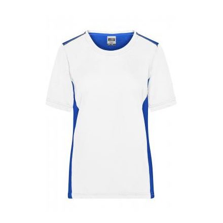 James&Nicholson női póló Color Workwear 160 királykék-fehér