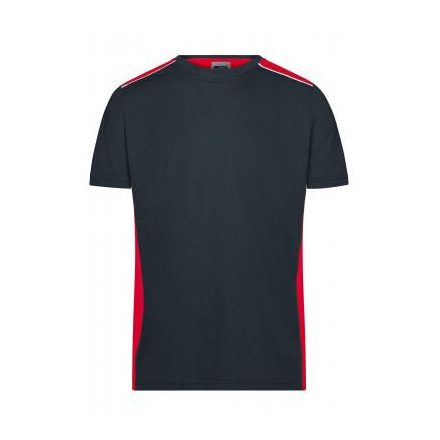James&Nicholson póló Color Workwear 160 carbon-piros-fehér