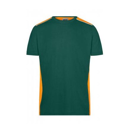 James&Nicholson póló Color Workwear 160 sötétzöld-narancs-fehér
