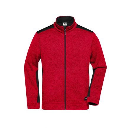 James&Nicholson polár pulóver Strong Knitted 280 melírozott piros-fekete