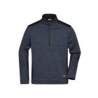 James&Nicholson polár pulóver Strong Knitted Half-Zip 280 melírozott carbon-fekete