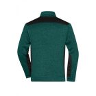 James&Nicholson polár pulóver Strong Knitted Half-Zip 280 melírozott sötétzöld-fekete