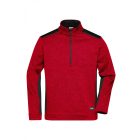 James&Nicholson polár pulóver Strong Knitted Half-Zip 280 melírozott piros-fekete