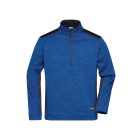James&Nicholson polár pulóver Strong Knitted Half-Zip 280 melírozott királykék-tengerkék