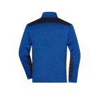 James&Nicholson polár pulóver Strong Knitted Half-Zip 280 melírozott királykék-tengerkék