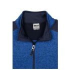 James&Nicholson polár pulóver Strong Knitted Half-Zip 280 melírozott királykék-tengerkék