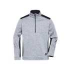 James&Nicholson polár pulóver Strong Knitted Half-Zip 280 melírozott fehér-carbon