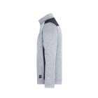 James&Nicholson polár pulóver Strong Knitted Half-Zip 280 melírozott fehér-carbon