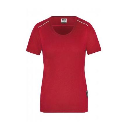 James&Nicholson női póló Solid Workwear 160 piros-fehér