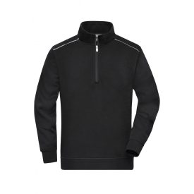 James&Nicholson pulóver Solid Half-Zip 290 fekete-fehér