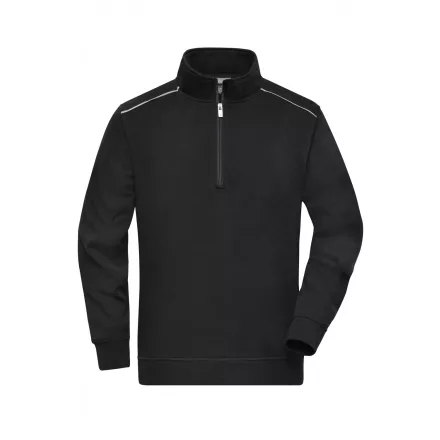 James&Nicholson pulóver Solid Half-Zip 290 fekete-fehér