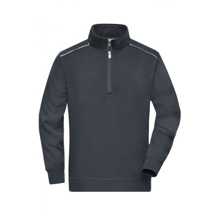 James&Nicholson pulóver Solid Half-Zip 290 carbon-fehér