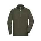 James&Nicholson pulóver Solid Half-Zip 290 olíva-fehér