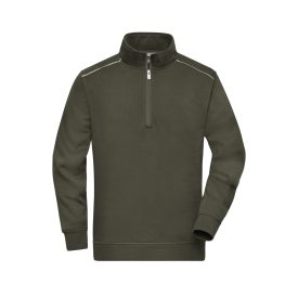 James&Nicholson pulóver Solid Half-Zip 290 olíva-fehér