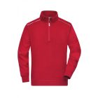 James&Nicholson pulóver Solid Half-Zip 290 piros-fehér
