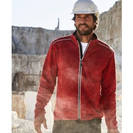   James&Nicholson polár pulóver Solid Knitted 280 melírozott piros-fekete