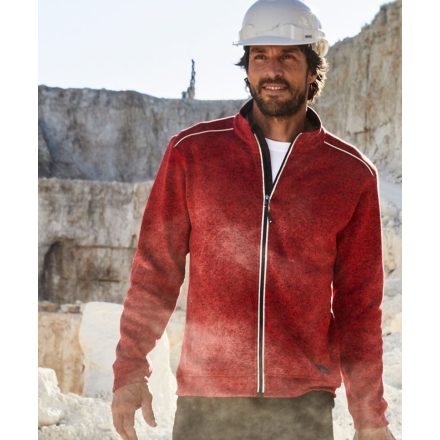 James&Nicholson polár pulóver Solid Knitted 280 melírozott piros-fekete