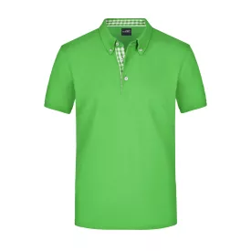   James&Nicholson galléros póló Plain Piqué 195 lime-fehér