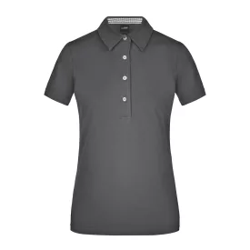   James&Nicholson női galléros póló Plain Piqué 195 grafit-fehér