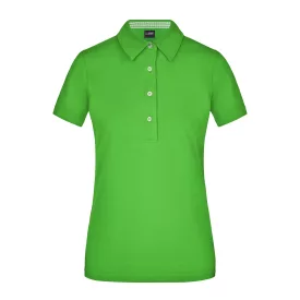   James&Nicholson női galléros póló Plain Piqué 195 lime-fehér