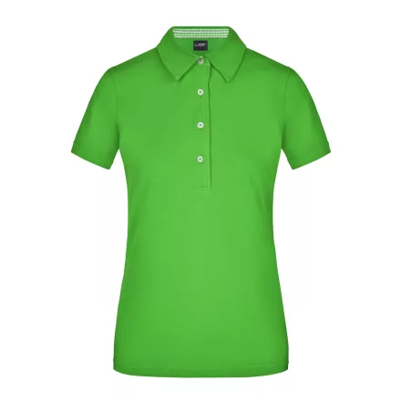 James&Nicholson női galléros póló Plain Piqué 195 lime-fehér